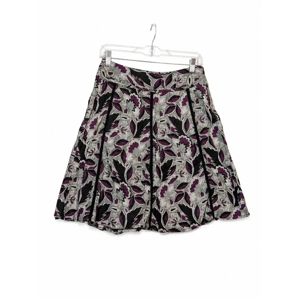 Austin Clothing Co Floral A-Line Skirt Size 2 Purple Black Gray  Classic Street